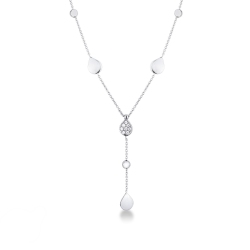 Necklace in white gold 18k with drops and glossy spheres with central drop in diamonds 