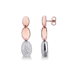 White and rose gold 18k drop earrings with diamonds 