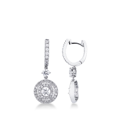 18k white gold earrings with diamond pendants