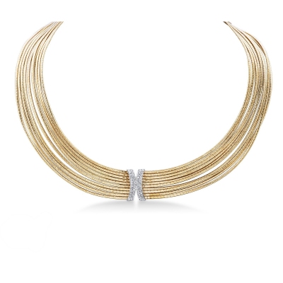 Fancy Wires necklace in 18k yellow and white gold with diamonds