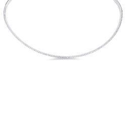 Spring choker necklace in white gold 18k with diamonds, diameter of about 12 cm