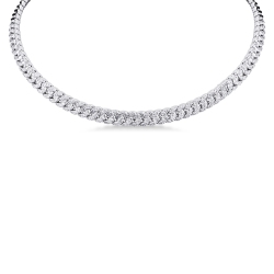 Choker groumette necklace in white gold 18k with 82 links and 44 set with diamonds