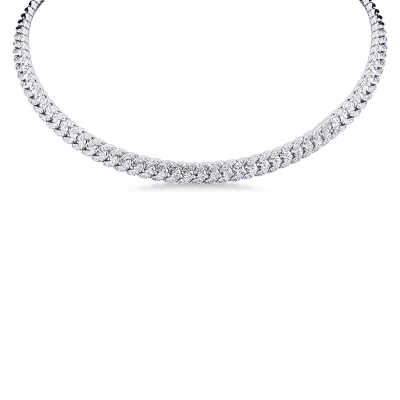 Choker groumette necklace in white gold 18k with 82 links and 44 set with diamonds
