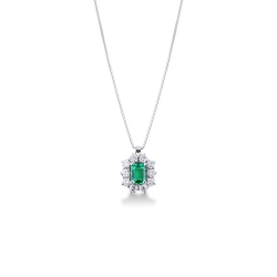 Necklace with emerald and diamonds as pendant