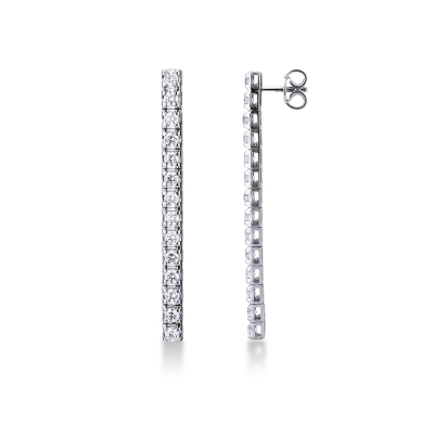 Diamond drop tennis earrings in 18k white gold