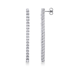 Drop tennis earrings in 18k white gold with diamonds