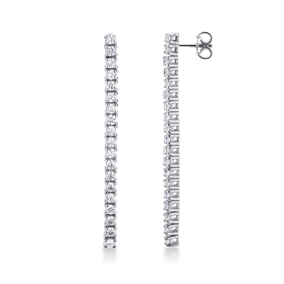 Drop tennis earrings in 18k white gold with diamonds