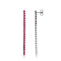 Drop tennis earrings with rubies  