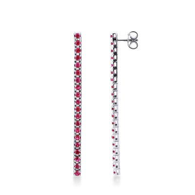 Drop tennis earrings with rubies  