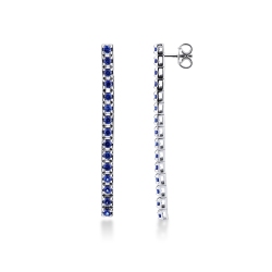 18k white gold drop tennis earrings with blue sapphires