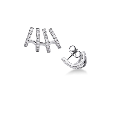Diamond Hoop Earrings Women 750 White Gold