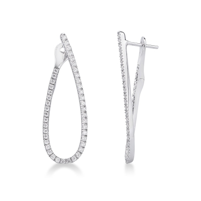 750 White Gold Oval Earrings With Diamonds