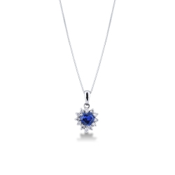 Necklace with sapphire and diamond pendant 