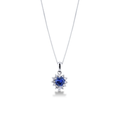 Necklace with sapphire and diamond pendant 