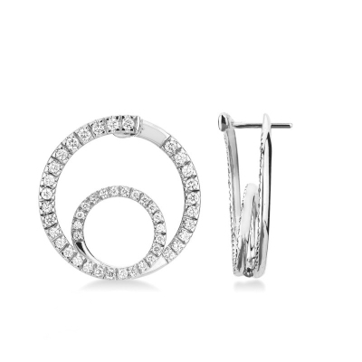 Double Hoop Earrings White Gold With Diamonds 