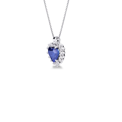 Necklace with sapphire and diamond pendant