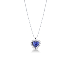 Necklace with sapphire and diamond pendant