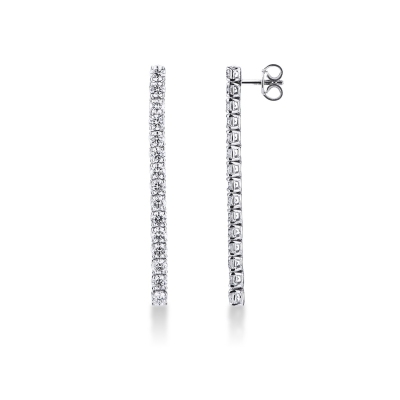 18k white gold drop tennis earrings with diamonds