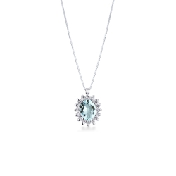 18k white gold necklace with aquamarine pendant