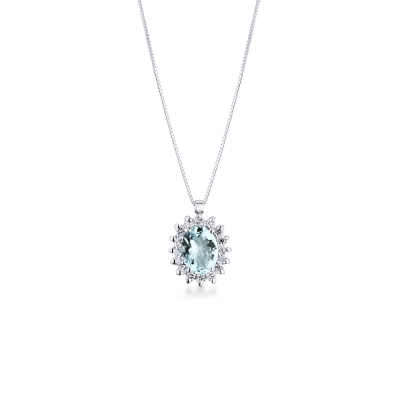 18k white gold necklace with aquamarine pendant