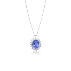 Necklace in white gold 18k with tanzanite and diamonds