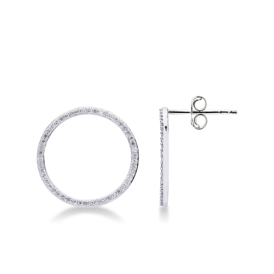 White gold 18k hoop earrings with diamonds, 0,85 ct 