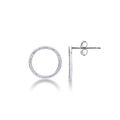 White gold 18k hoop earrings with diamonds, 0,66 ct