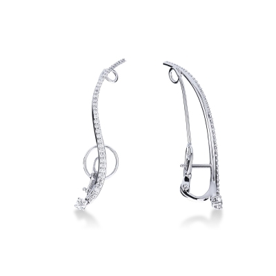 White gold 18k long drop earrings with diamonds