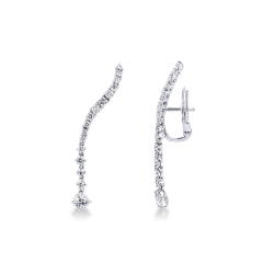 White gold 18k drop earrings with diamonds, 4 cm
