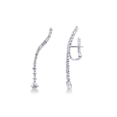 White gold 18k drop earrings with diamonds, 4 cm