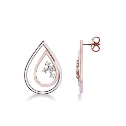 18k rose gold hoops pear cut white enamelled with diamonds 