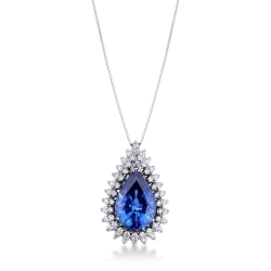 Fancy pear cut sapphire and diamonds