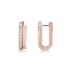 Oval earrings in rose gold and diamonds