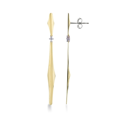 White and yellow gold 18k drop earrings with diamonds 