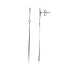 White gold 18k drop earrings with bar pendants with diamonds