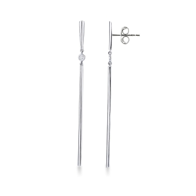 White gold 18k drop earrings with bar pendants with diamonds