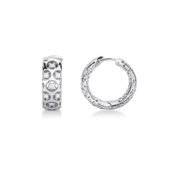 White Gold Diamond Hoop Earrings 