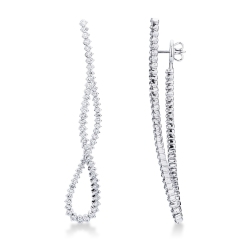 Long drop earrings in white gold 18k with diamonds 