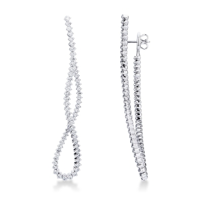 Long drop earrings in white gold 18k with diamonds 