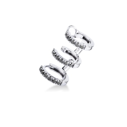 Single earring with three black diamonds circles (left earring)