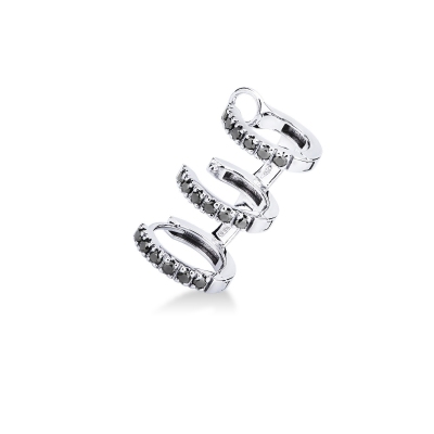 Single earring with three black diamonds circles (left earring)