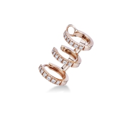 Rose gold 18k single earring with three diamond circles