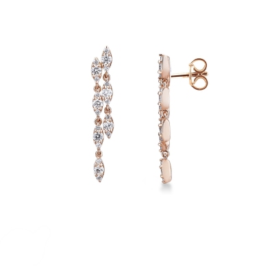 18k rose gold earrings pendant with diamonds