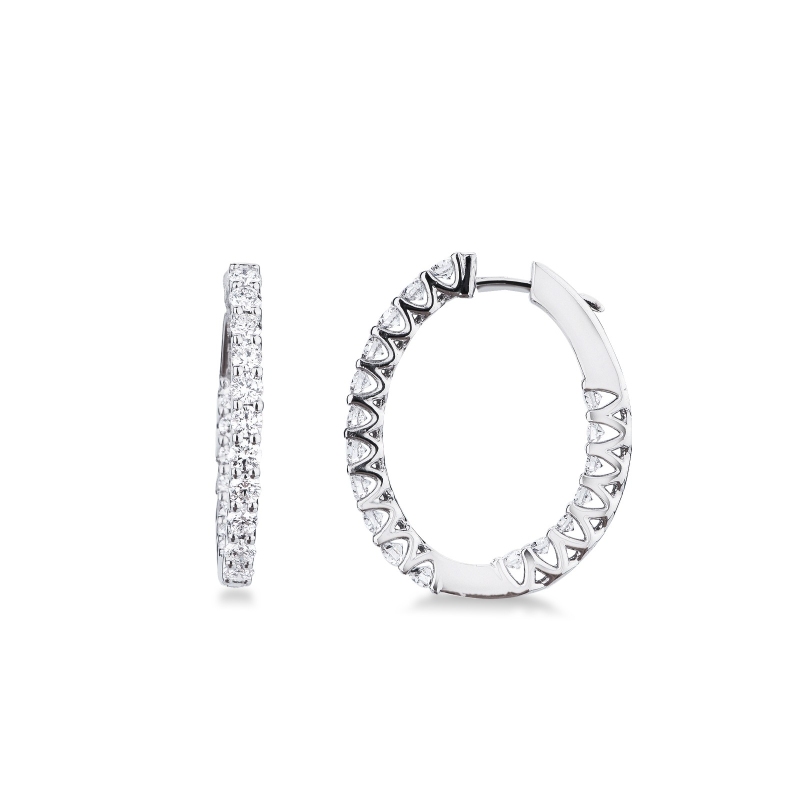 Orecchini ovali in oro bianco 750 con diamanti