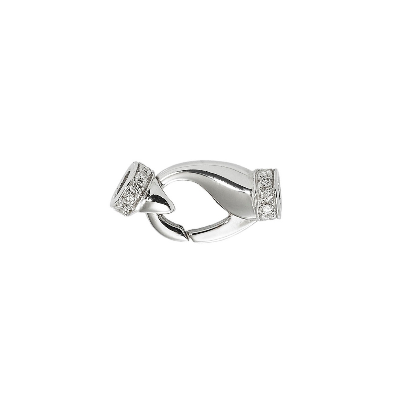 18k white gold lobster claw closure for pearl necklace with diamonds