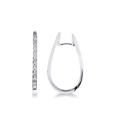 Oval diamonds earrings in white gold 18k