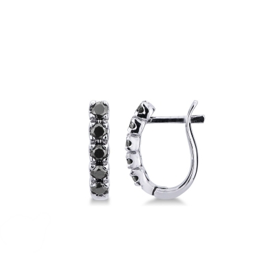 White gold 18k oval earrings with black diamonds, 0,60 ct