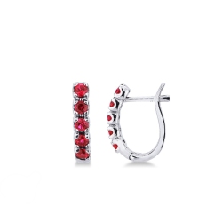 Oval earrings in white gold 18k with 5+5 rubies