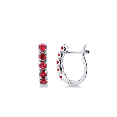 Oval earrings in white gold 18k with 5+5 rubies