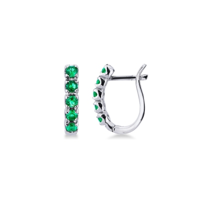 White gold 18k oval earrings with emeralds 